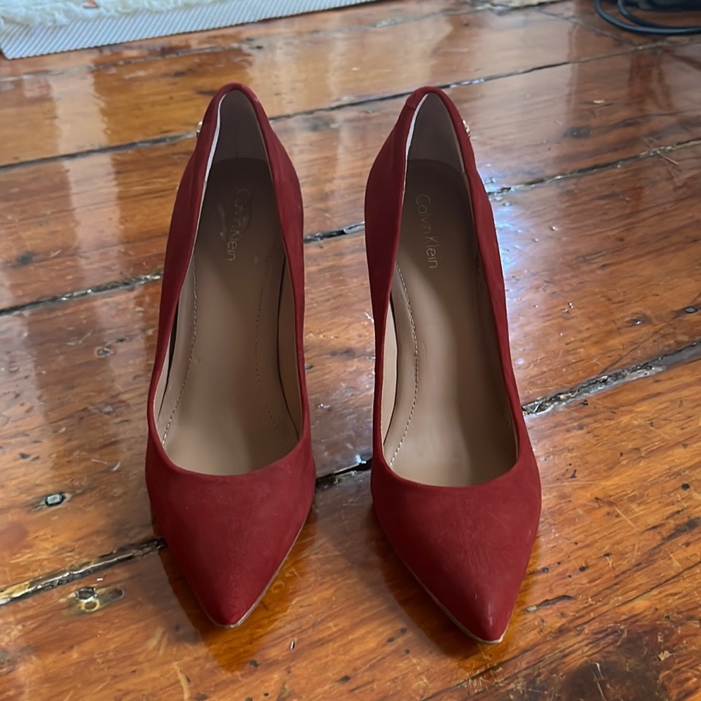 Calvin Klein Red Suede Heels